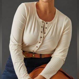 Anthropologie Ribbed Henley Top